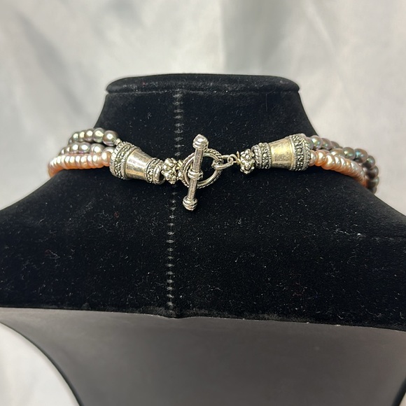 Ammonite Mother Of Pearl & Fresh Water Pearl Necklace 925 - Picture 2 of 7